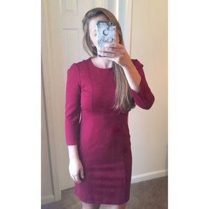 Burgundy/Red Quarter Sleeve Mini Dress
